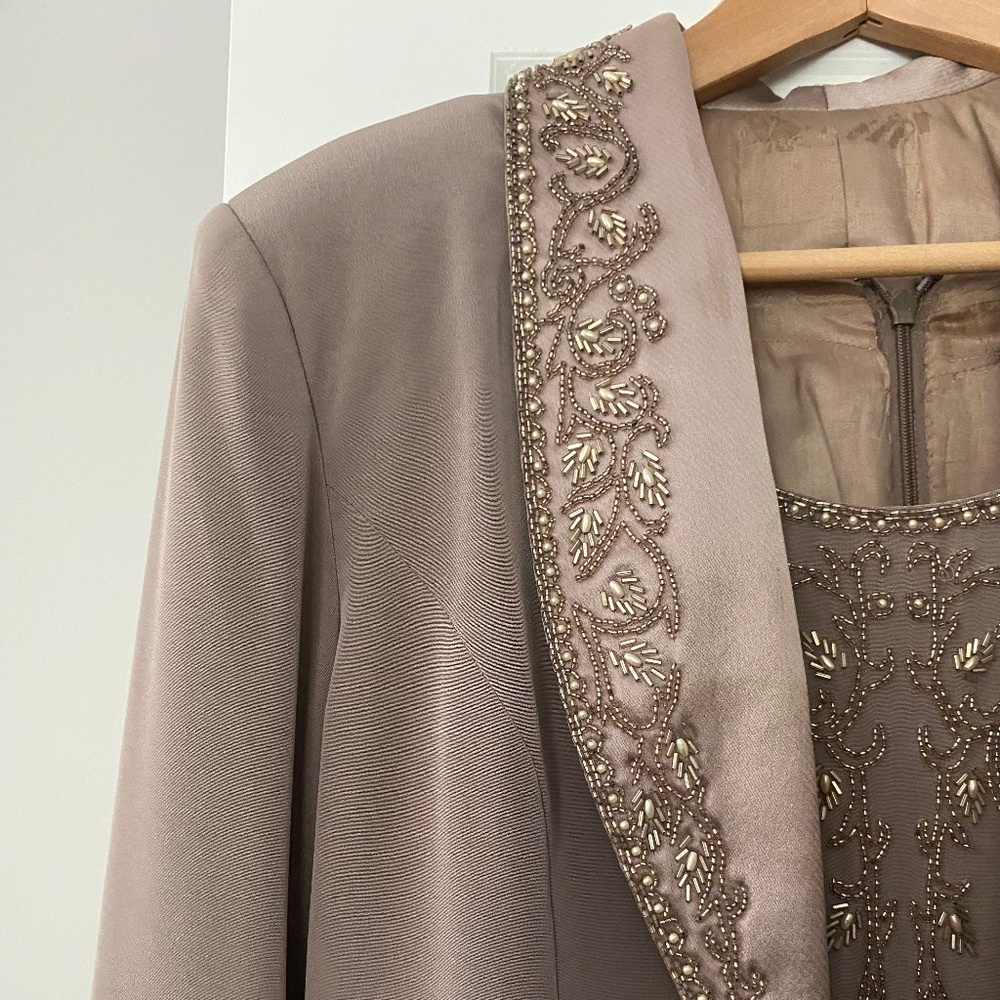 Tailored Floor Length Dress with Beaded Jacket